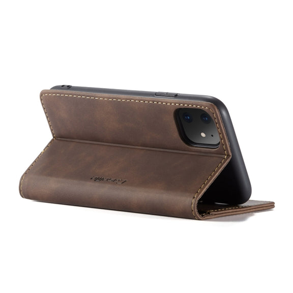 CaseMe-013 Multifunctional Horizontal Flip Leather Case with Card Slot & Holder & Wallet for iPhone 11(coffee)