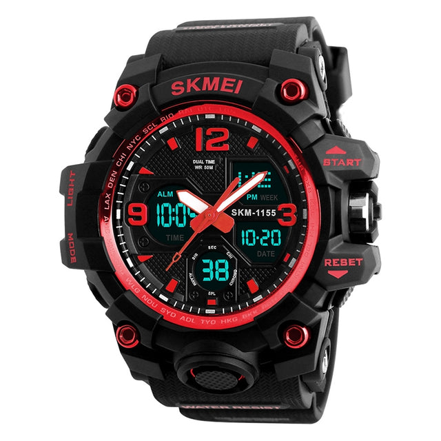SKMEI 1155B Multifunctional Men Outdoor Sports Noctilucent Water-resistant Large Dial Wrist Watch(Red)