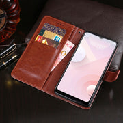 For HTC Desire 20+ idewei Crazy Horse Texture Horizontal Flip Leather Case with Holder & Card Slots & Wallet(Rose Red)