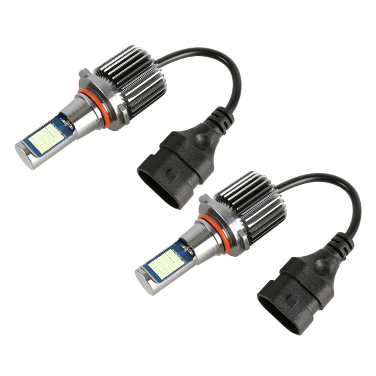 9006 2 PCS DC12-24V / 10.5W Car Fog Lights with 24LEDs SMD-3030 & Constant Current, Box Packaging(Ice Blue Light)