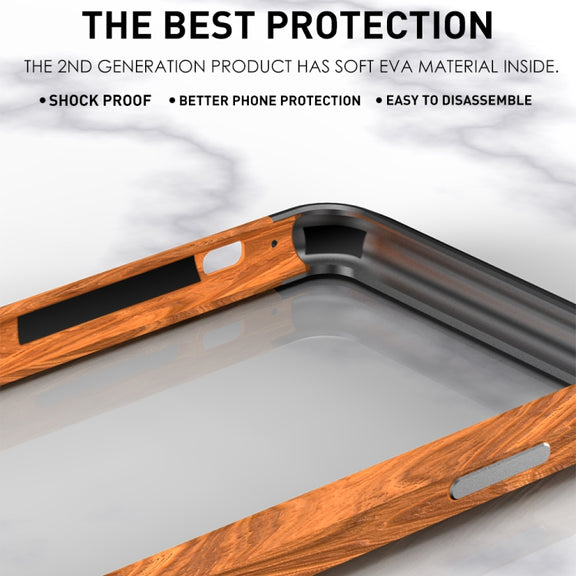 For iPhone 12 / 12 Pro R-JUST Metal + Wood Frame Protective Case