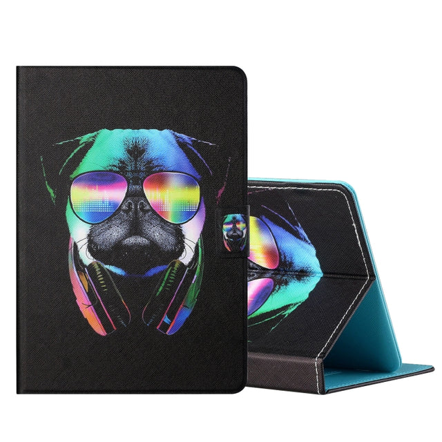For 10 inch Tablet PC Universal Colored Drawing Horizontal Flip Leather Case with Holder & Card Slots(Eye Dog)