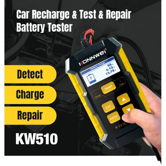 KONNWEI KW510 3 in 1 Car Battery Tester / Charger / Repairer, Support 8 Languages (EU Plug)