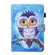 For 10 inch Tablet Universal Coloured Drawing Stitching Horizontal Flip Leather Case with Holder & Card Slot(Blue Owl)