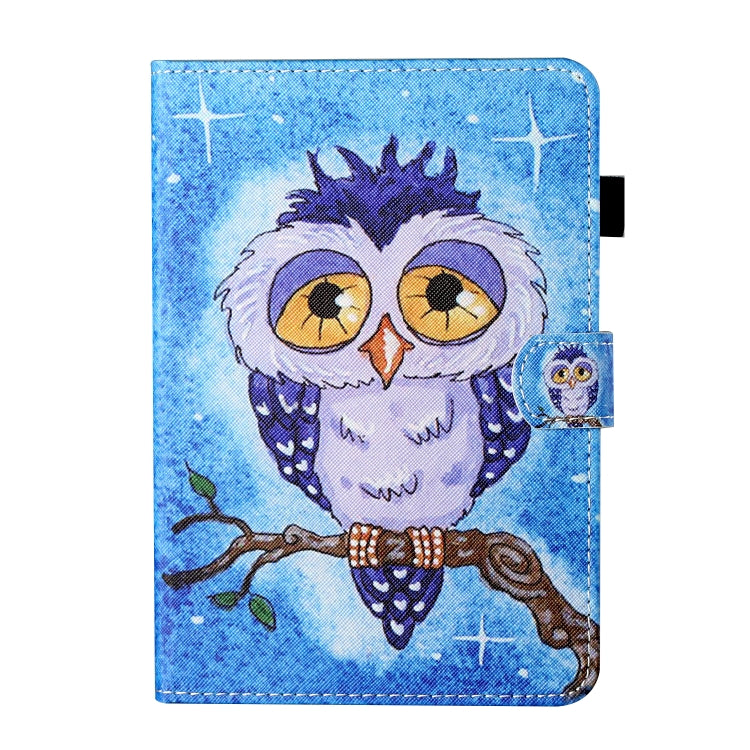 For 10 inch Tablet Universal Coloured Drawing Stitching Horizontal Flip Leather Case with Holder & Card Slot(Blue Owl)