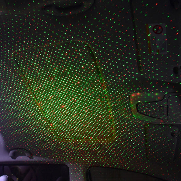 Car Two-color USB Star Dome Light Atmosphere Laser Projection Decorative Light, Voice Control Version(Red Green)