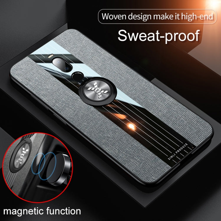 For Meizu Note 8 XINLI Stitching Cloth Texture Shockproof TPU Protective Case with Ring Holder(Black)