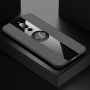 For Meizu Note 8 XINLI Stitching Cloth Texture Shockproof TPU Protective Case with Ring Holder(Grey)