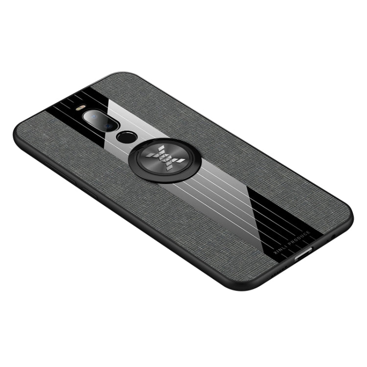 For Meizu Note 8 XINLI Stitching Cloth Texture Shockproof TPU Protective Case with Ring Holder(Grey)