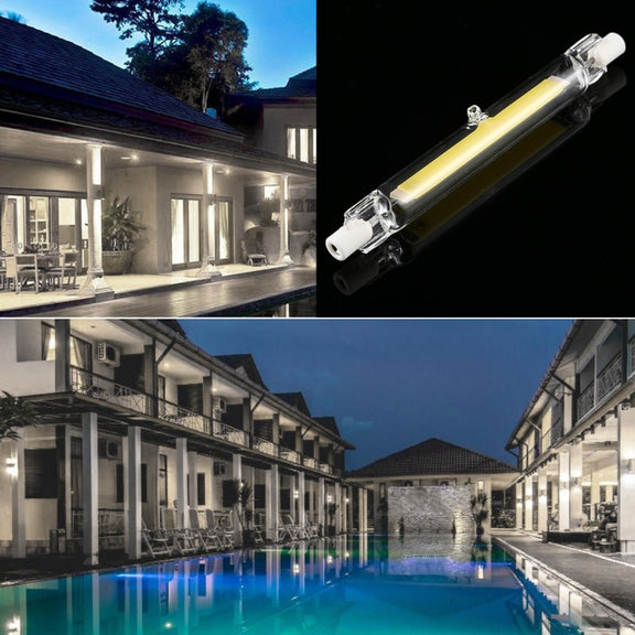 R7S 110V 13W 118mm COB LED Bulb Glass Tube Replacement Halogen Lamp Spot Light(6000K White Light)