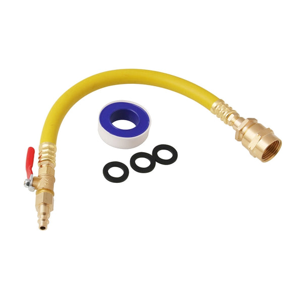 RV Hose Kit Sprinkler Spray Adapter 15 inch Hose + 1/4 inch Industrial Plug + Switch Valve