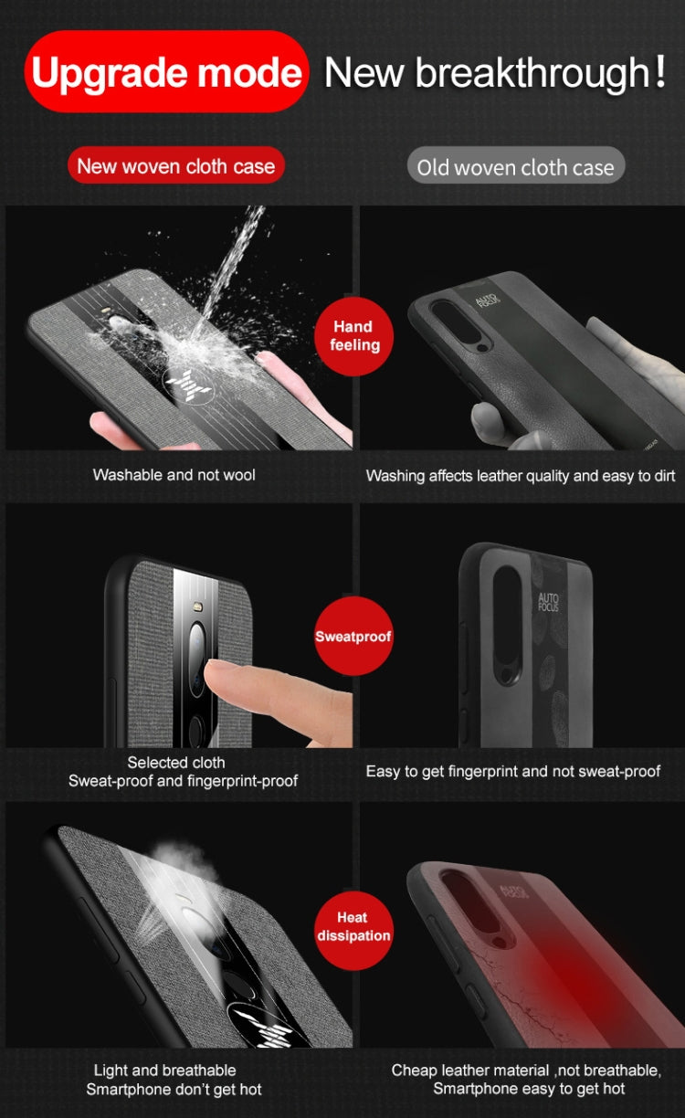 For Meizu Note 8 XINLI Stitching Cloth Texture Shockproof TPU Protective Case(Grey)
