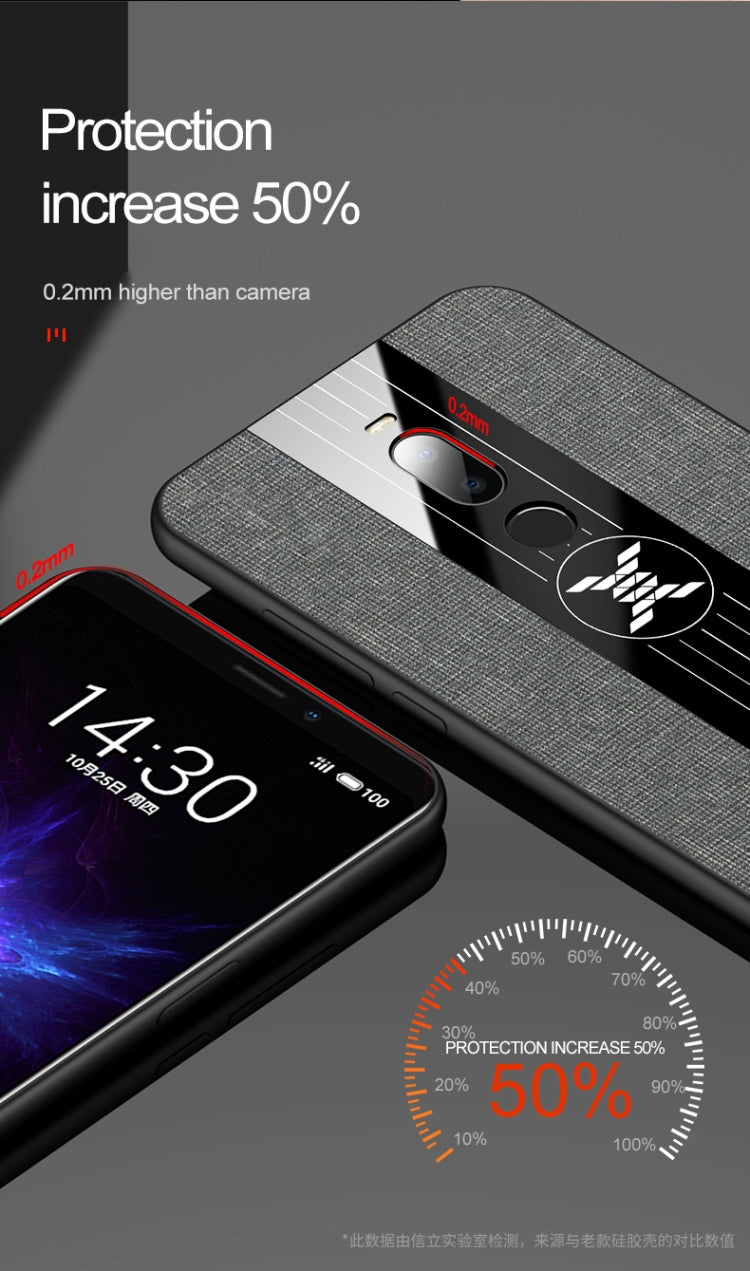 For Meizu Note 8 XINLI Stitching Cloth Texture Shockproof TPU Protective Case(Grey)