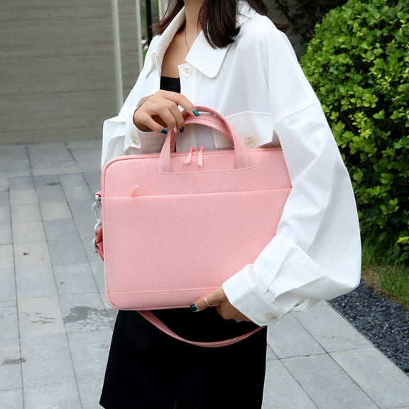 For 15-15.6 inch Laptop Multi-function Laptop Single Shoulder Bag Handbag(Pink)