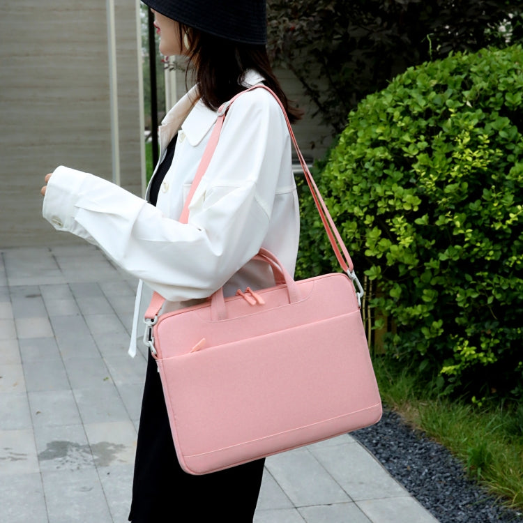 For 15-15.6 inch Laptop Multi-function Laptop Single Shoulder Bag Handbag(Pink)