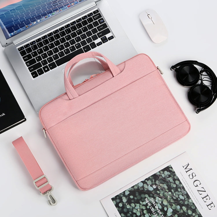 For 15-15.6 inch Laptop Multi-function Laptop Single Shoulder Bag Handbag(Pink)