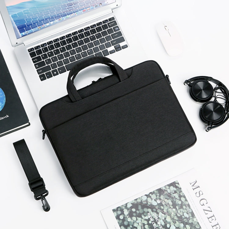 For 15-15.6 inch Laptop Multi-function Laptop Single Shoulder Bag Handbag(Black)