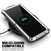 For Samsung Galaxy S21 5G R-JUST Shockproof Water-resistant Dust-proof Metal + Silicone Protective Case with Holder(Silver)