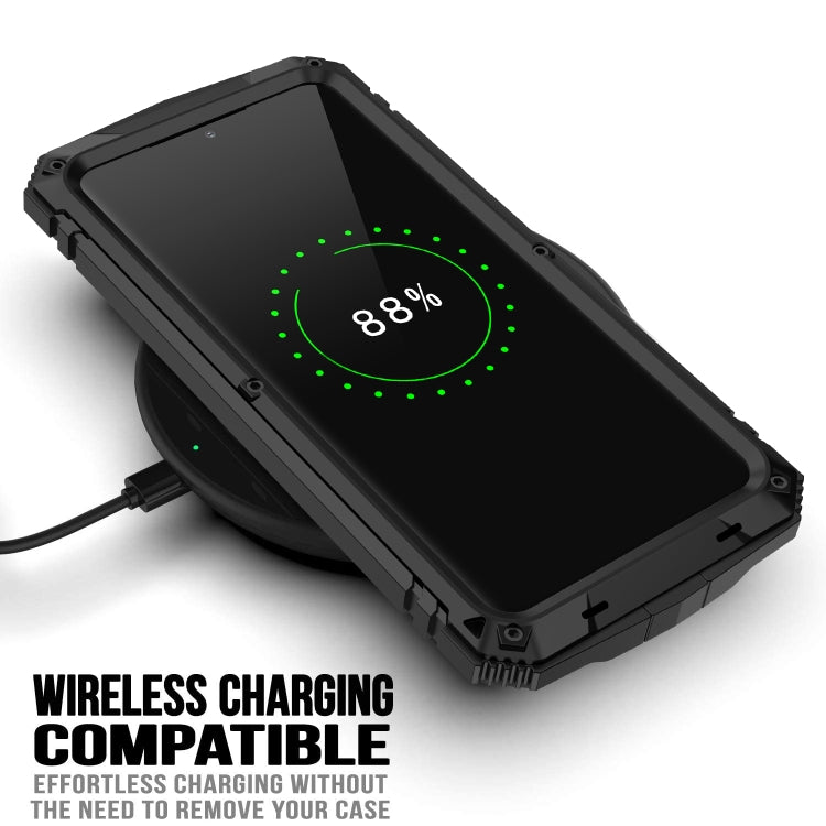 For Samsung Galaxy S21+ 5G R-JUST Shockproof Water-resistant Dust-proof Metal + Silicone Protective Case with Holder(Black)
