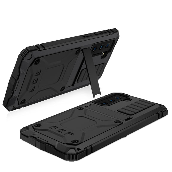 For Samsung Galaxy S21+ 5G R-JUST Shockproof Water-resistant Dust-proof Metal + Silicone Protective Case with Holder(Black)