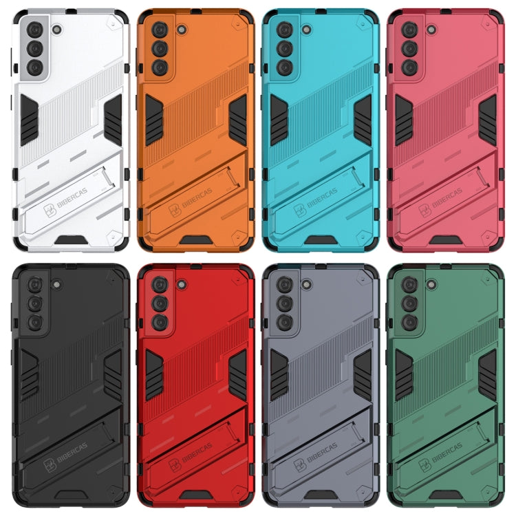 For Samsung Galaxy S21 5G Punk Armor 2 in 1 PC + TPU Shockproof Case with Invisible Holder(Black)