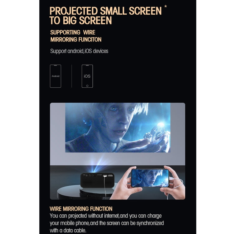 T500 1920x1080P 80 Lumens Portable Mini Home Theater LED HD Digital Projector With Remote Control & Adaptor(Black)