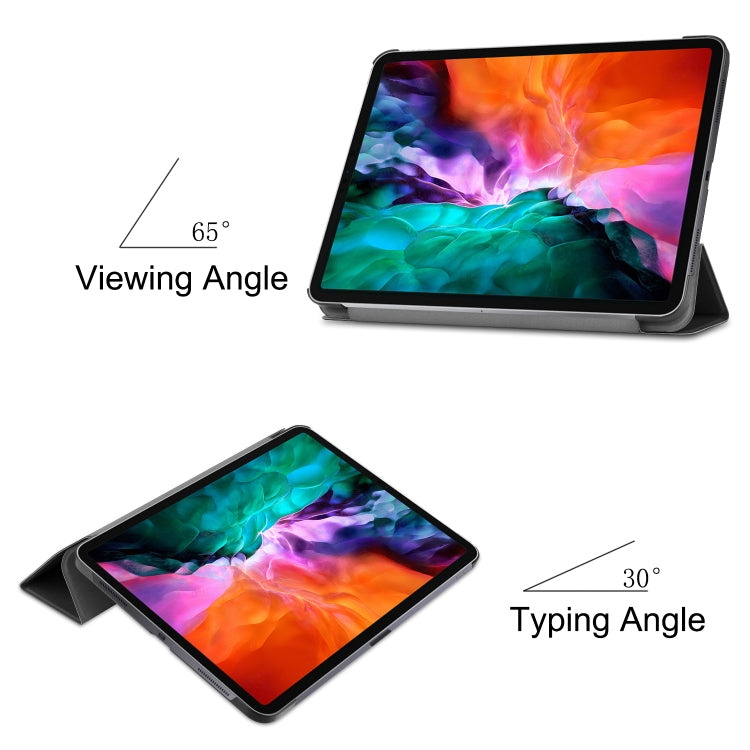 For  iPad Air 13 2024 / Pro 12.9 2022 Custer Texture 3-folding Smart Leather Tablet Case(Black)