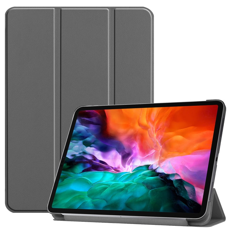 For  iPad Air 13 2024 / Pro 12.9 2022 Custer Texture 3-folding Smart Leather Tablet Case(Grey)