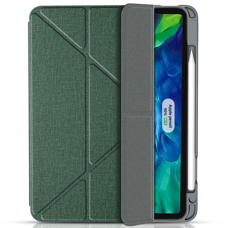 For iPad Pro 11 2022 / 2021 / 2020 MMutural Multi-fold Smart Leather Tablet Case(Dark Green)