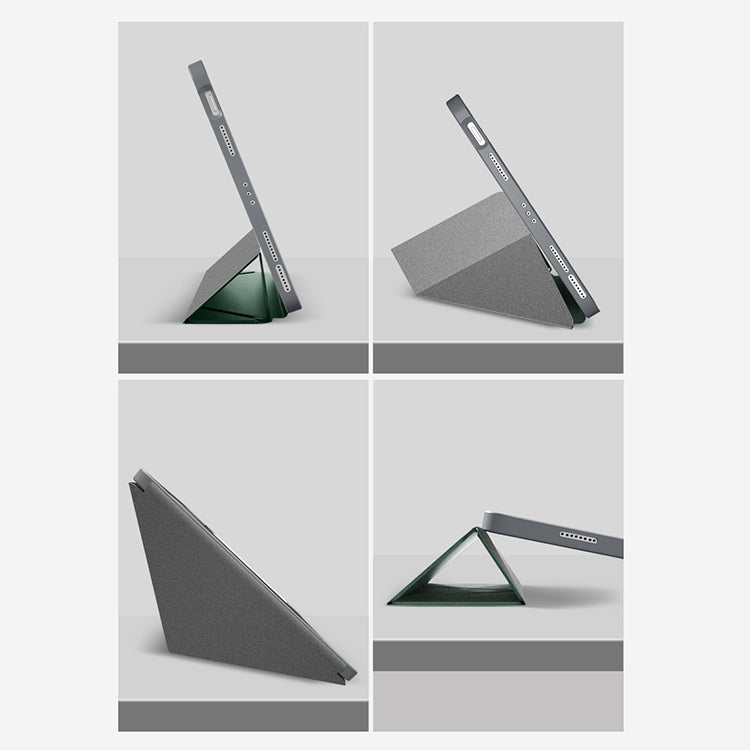For iPad Pro 11 2022 / 2021 / 2020 MMutural Multi-fold Smart Leather Tablet Case(Dark Green)