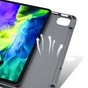 For iPad Pro 12.9 2022 / 2021 / 2020 Mutural Multi-fold Smart Leather Tablet Case(Dark Green)