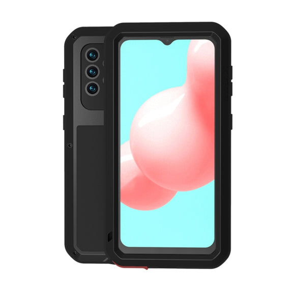 For Samsung Galaxy A32 5G LOVE MEI Metal Shockproof Water-resistant Dustproof Protective Case with Glass(Black)