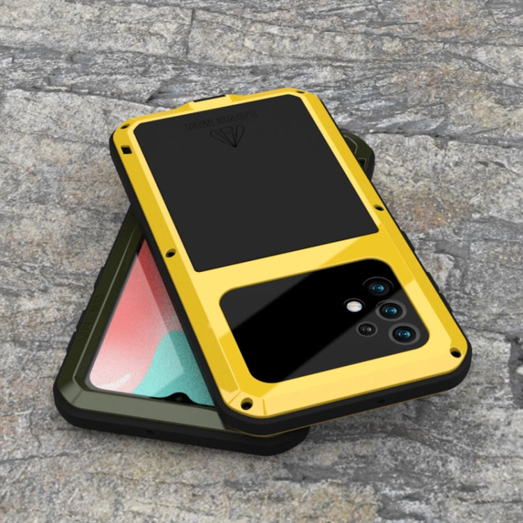 For Samsung Galaxy A32 5G LOVE MEI Metal Shockproof Water-resistant Dustproof Protective Case with Glass(Silver)