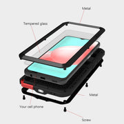 For Samsung Galaxy A32 5G LOVE MEI Metal Shockproof Water-resistant Dustproof Protective Case with Glass(White)