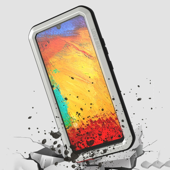 For Samsung Galaxy A42 LOVE MEI Metal Shockproof Water-resistant Dustproof Protective Case with Glass(Red)