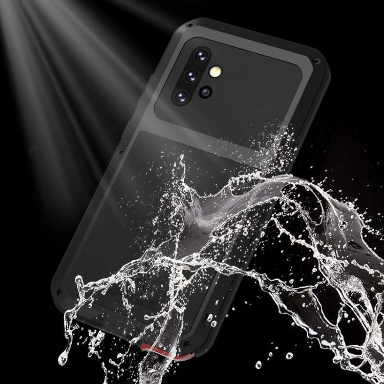 For Samsung Galaxy A52 5G / 4G LOVE MEI Metal Shockproof Water-resistant Dustproof Protective Case with Glass(Silver)