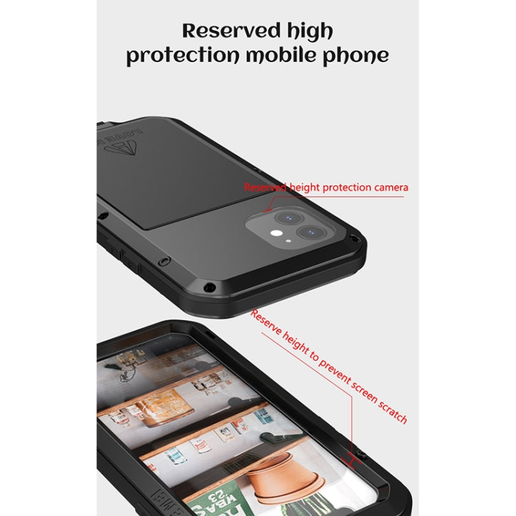 For iPhone 12 LOVE MEI Metal Shockproof Life Water-resistant Dustproof Protective Case(Black)