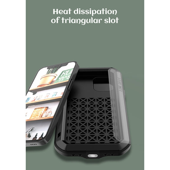 For iPhone 12 LOVE MEI Metal Shockproof Life Water-resistant Dustproof Protective Case(Black)