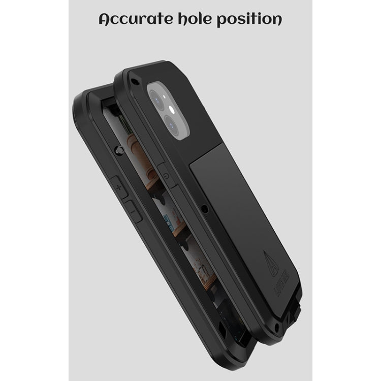 For iPhone 12 LOVE MEI Metal Shockproof Life Water-resistant Dustproof Protective Case(Silver)