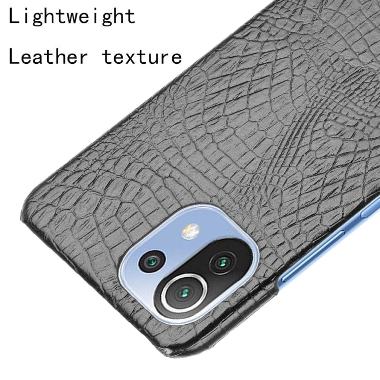 For Xiaomi Mi 11 Lite Shockproof Crocodile Texture PC + PU Case(Black)