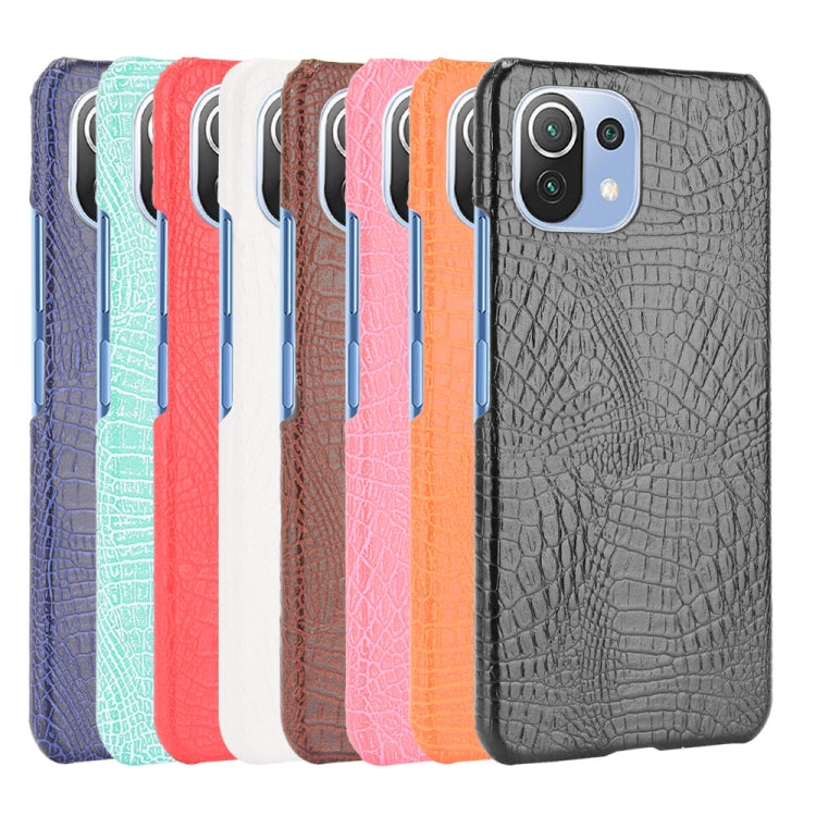 For Xiaomi Mi 11 Lite Shockproof Crocodile Texture PC + PU Case(Black)