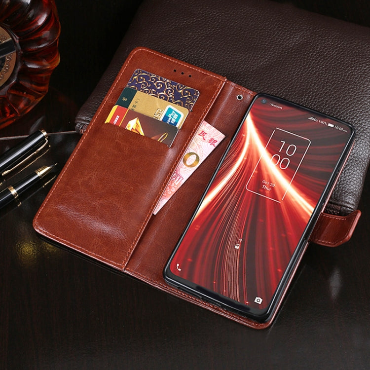 For TCL 10 5G UW idewei Crazy Horse Texture Horizontal Flip Leather Case with Holder & Card Slots & Wallet(White)