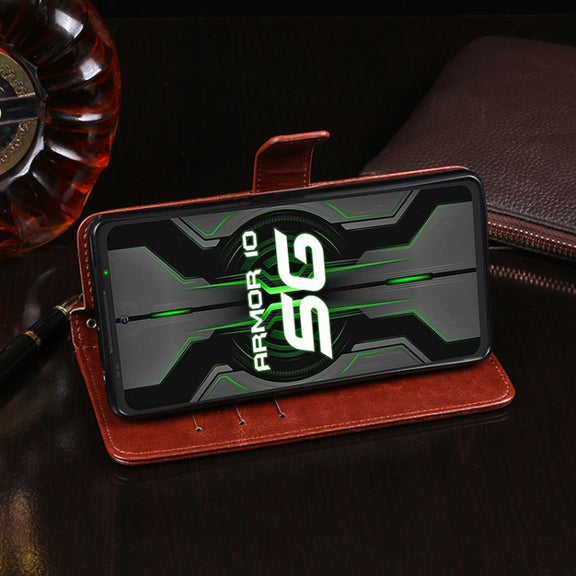 For Ulefone Armor 10 5G idewei Crazy Horse Texture Horizontal Flip Leather Case with Holder & Card Slots & Wallet(Black)