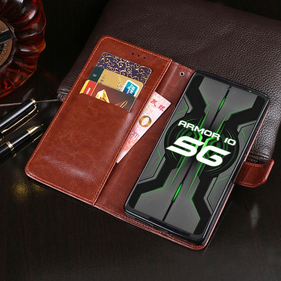 For Ulefone Armor 10 5G idewei Crazy Horse Texture Horizontal Flip Leather Case with Holder & Card Slots & Wallet(Rose Red)