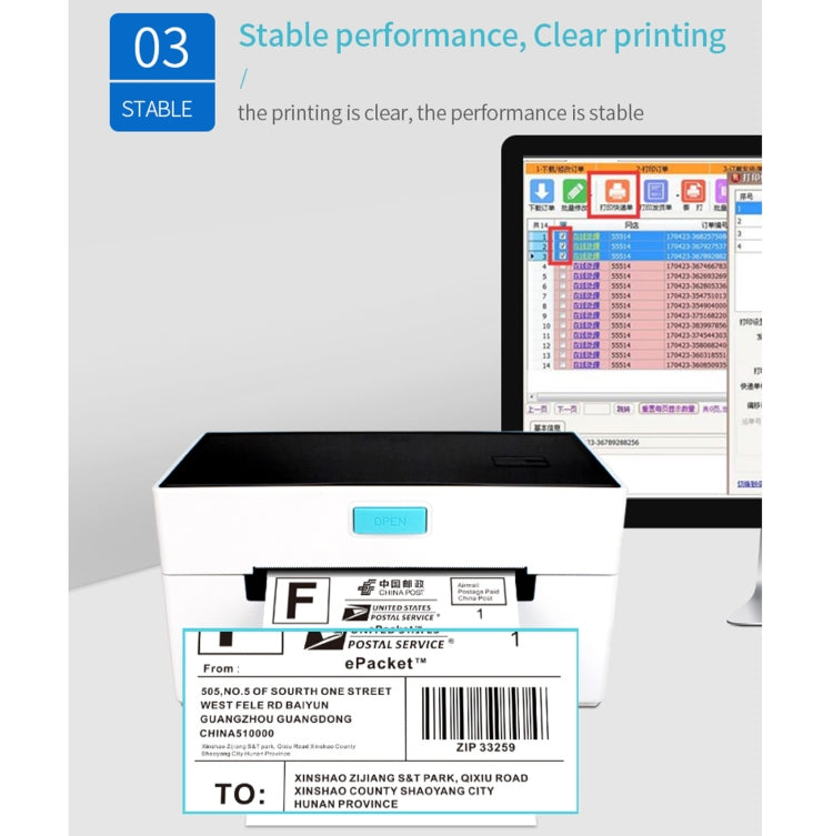 POS-9220 100x150mm Thermal Express Bill Self-adhesive Label Printer, USB + Bluetooth with Holder Version, US Plug