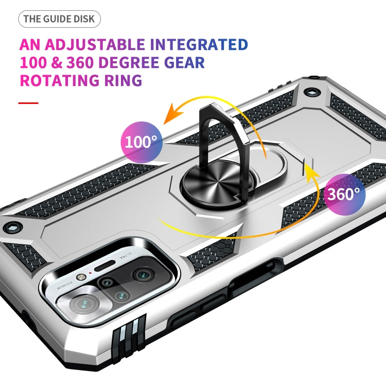For Xiaomi Redmi Note 10 Pro Shockproof TPU + PC Protective Case with 360 Degree Rotating Holder(Silver)