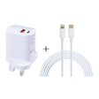 E087 20W USB-C / Type-C + USB Ports Charger with 100W Type-C to 8 Pin Fast Charging Cable 1m, UK Plug - free shipping - PMC TechLife - Order now!