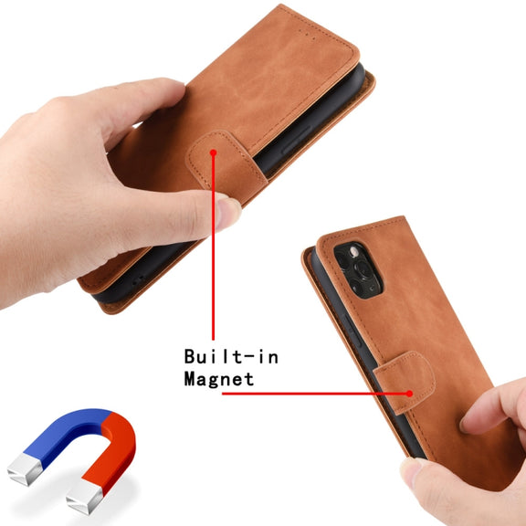 For Ulefone Note 10 Solid Color Skin Feel Magnetic Buckle Horizontal Flip Calf Texture PU Leather Case with Holder & Card Slots & Wallet(Brown)