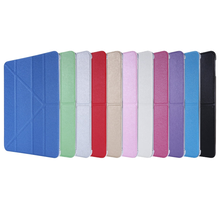 For iPad Air 13 2025 / 2024 / iPad Pro 12.9 2022 / 2021 Silk Texture Horizontal Deformation Flip Leather Tablet Case with Holder(Silver)