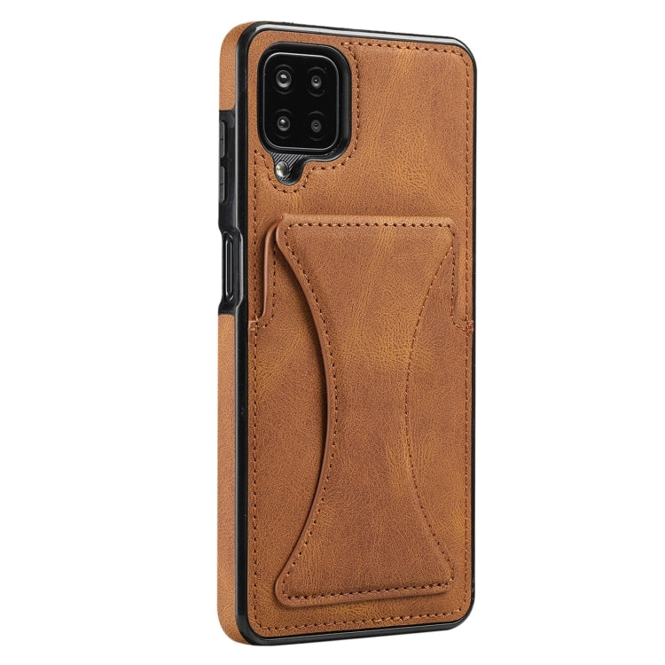 For Samsung Galaxy A12 Ultra-thin Shockproof Protective Case with Holder(Brown)